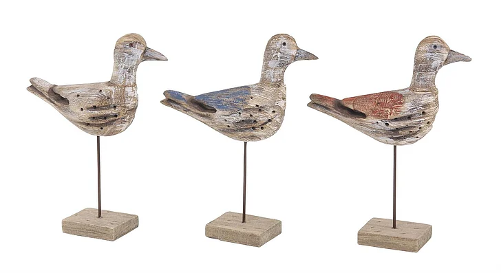 UMA Brown Wood Bird Decorative Sculpture, Set of 3 11W, 14H | 38791 CLOSEOUT
