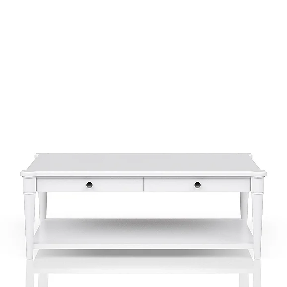 Emma Mason Signature Timog Park Wood Top Cocktail Table w/ Casters in White