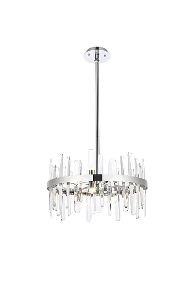 Elegant Serena 20 In. Crystal Round Pendant in Chrome 2200D20C