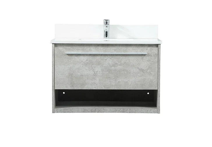 Elegant 30 In. Single Bathroom Vanity in Concrete Grey with Backsplash VF43530MCG-BS