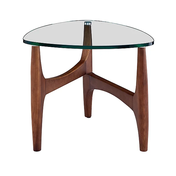 Euro Style Ledell Side Table in Clear Glass and Walnut 38958CLR-KIT