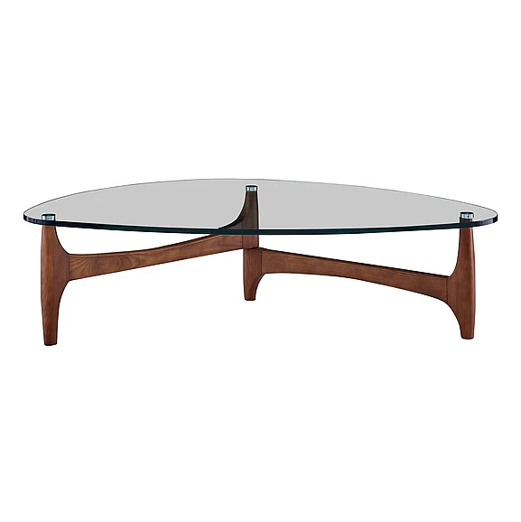 Euro Style Ledell Coffee Table in Clear Glass with Walnut Base 38960CLR-KIT
