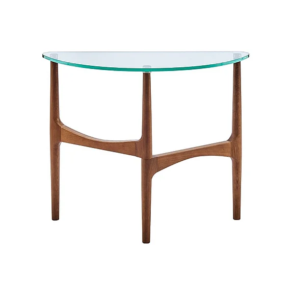 Euro Style Ledell 39" Console Table in Clear Glass with Walnut Base 38961CLR-KIT