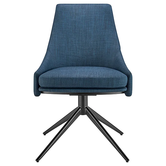 Euro Style Signa Swivel Side Chair in Blue Fabric with Black Steel Base 38996-BLU CLOSEOUT