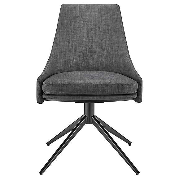 Euro Style Signa Swivel Side Chair in Charcoal Fabric with Black Steel Base 38996-CHAR CLOSEOUT