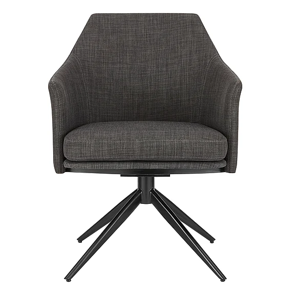 Euro Style Signa Swivel Armchair in Charcoal Fabric with Black Steel Base 38998-CHAR CLOSEOUT