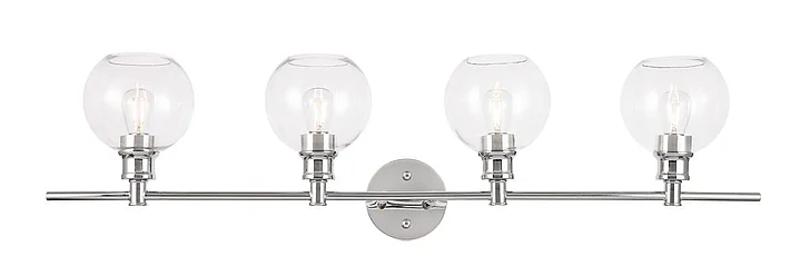 Elegant Collier 4 Light Chrome and Clear Glass Wall Sconce LD2322C