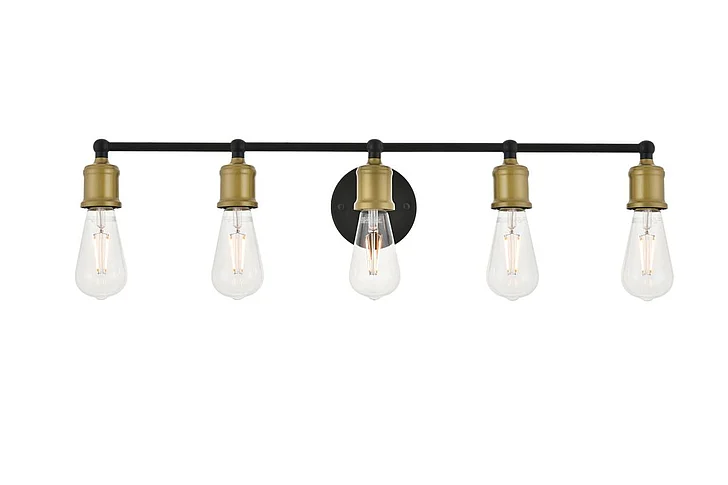 Elegant Serif 5 Light Brass and Black Wall Sconce LD4028W29BRB CLOSEOUT