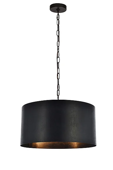 Elegant Miro Collection Pendant D20 H11.75 LT:3 Vintage Black Finish LD6015D20BK