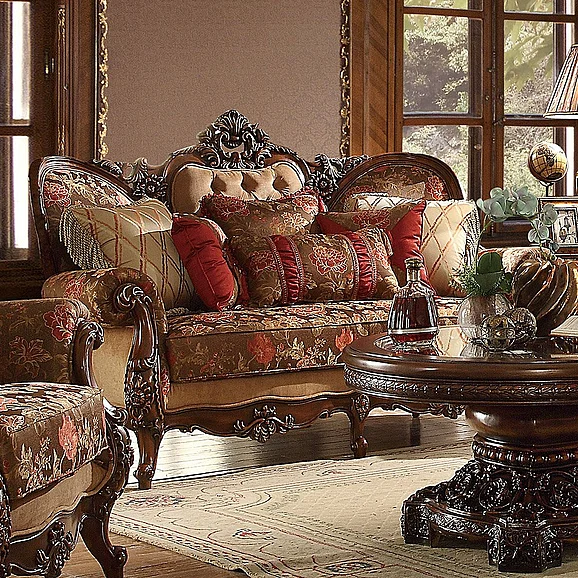 Homey Design HD-39 - Loveseat in Dark Cherry Mohagany HD-L39