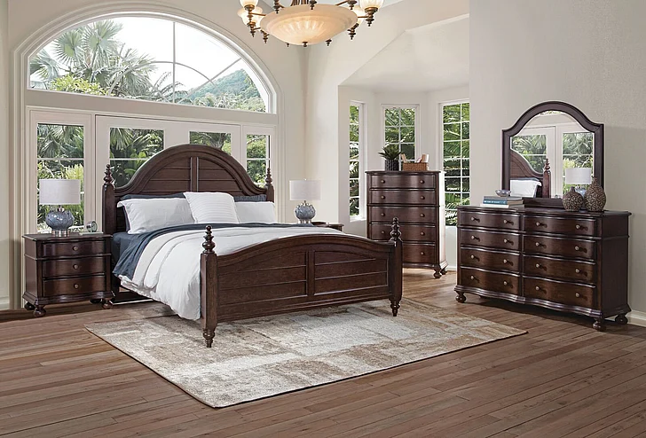 American Woodcrafters Rodanthe 2pc Panel Bedroom Set in Cherry Brunette