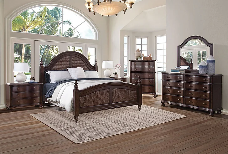 American Woodcrafters Rodanthe 2pc Woven Bedroom Set in Cherry Brunette