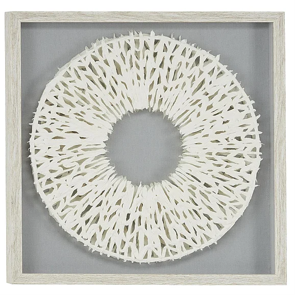 UMA White Paper Geometric Handmade 3D Circle Origami Home Shadow Box with Canvas Backing, 20" x 1" x 20" | 39136