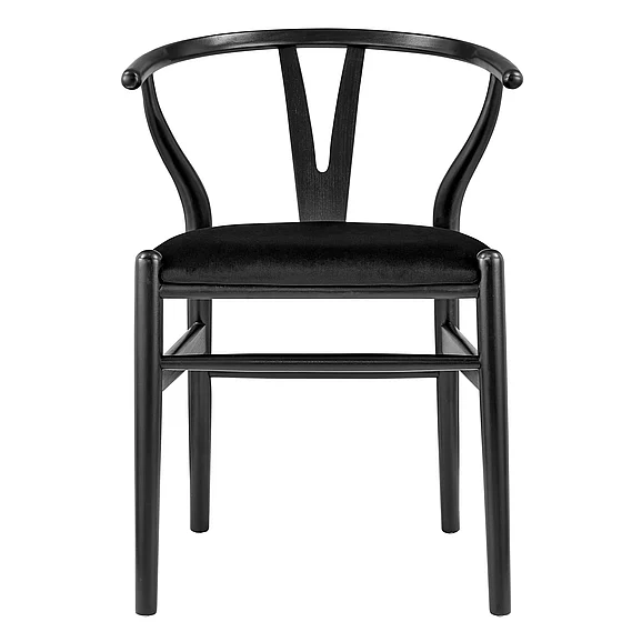 Euro Style Evelina Side Chair with Black Stained Framed and Black Velvet Seat (Set of 2) 39154-BLK CLOSEOUT