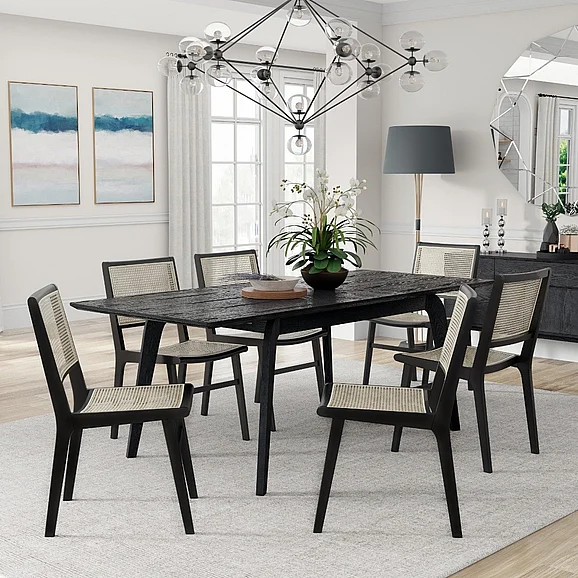 Euro Style Lawrence 7pc Extension Dining Set in Black