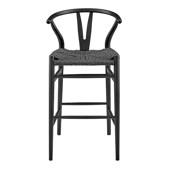 Euro Style Evelina Outdoor Bar Stool in Matte Black Frame Color and Seat 39204-BLK CLOSEOUT