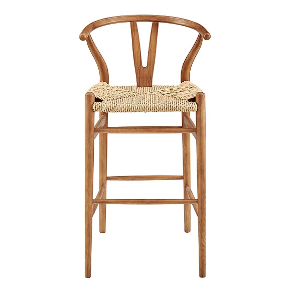 Euro Style Evelina Outdoor Bar Stool in Golden Ash Frame and Natural Seat 39204-GLDASH CLOSEOUT