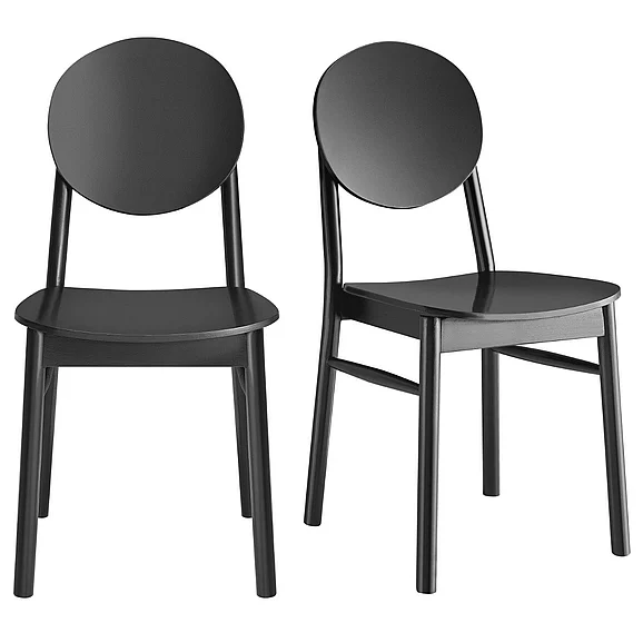 Euro Style Octavio Side Chair in Black Stained Beech Wood Frame with Black Stained Plywood Seat and Back 39222-BLK (Set of 2)