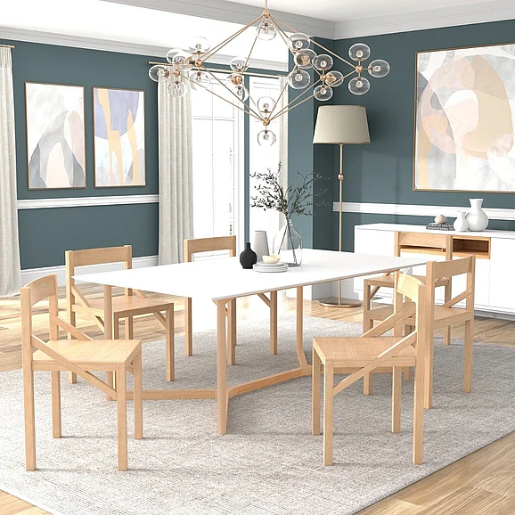 Euro Style Aren 7pc 79" Rectangular Dining Set in Natural