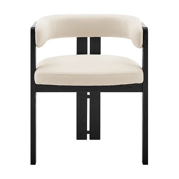 Euro Style Blixa Armchair in Black with Beige Fabric Seat 39244-BLK (Set of 1)