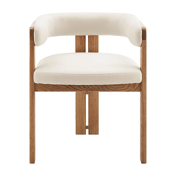 Euro Style Blixa Armchair in Natural with Beige Fabric Seat 39244-NAT (Set of 1)