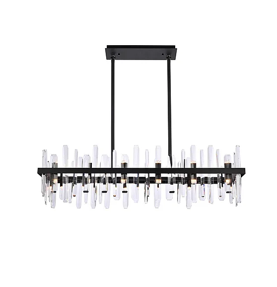Elegant Serena 42 In. Crystal Rectangle Chandelier in Black 2200G42BK