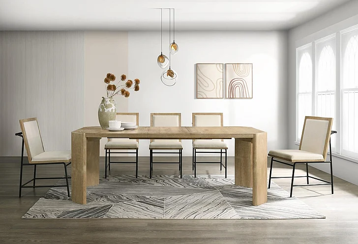 Alpine Furniture Sloane 7-Piece Extension Dining Set in Driftwood