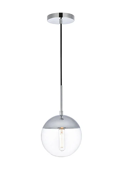 Elegant Eclipse 1 Light Chrome Pendant with Clear Glass LD6029C
