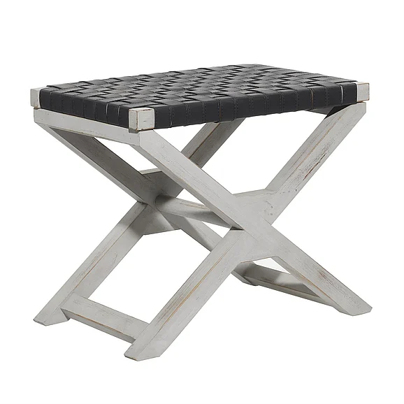 UMA Black Wood Farmhouse Stool 20" x 23" x 15" | 39731