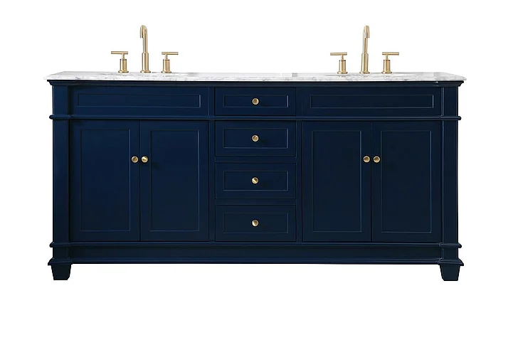 Elegant 72 In. Double Bathroom Vanity Set in Blue VF50072DBL