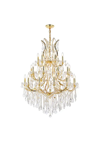 Elegant Maria Theresa 28 Light Gold Chandelier Clear Royal Cut Crystal 2800D38G/RC
