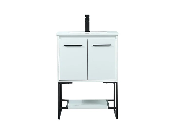 Elegant 24 In. Single Bathroom Vanity in White VF42524MWH