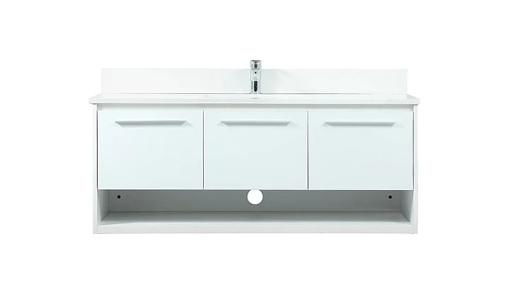 Elegant 48 In. Single Bathroom Vanity in White with Backsplash VF43548MWH-BS CLOSEOUT