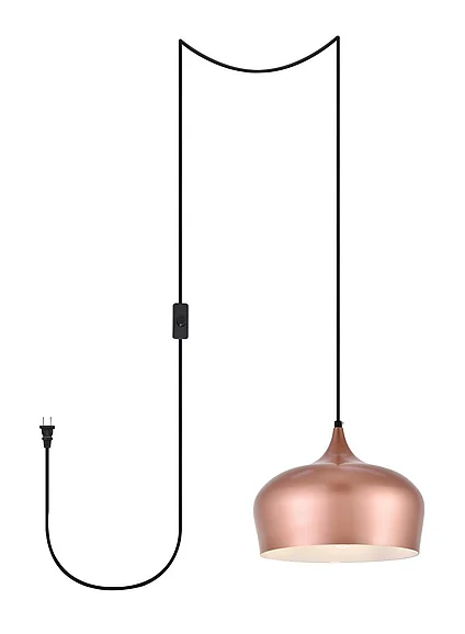 Elegant Nora 1 Light Honey Gold Plug-In Pendant LDPG2003HG CLOSEOUT