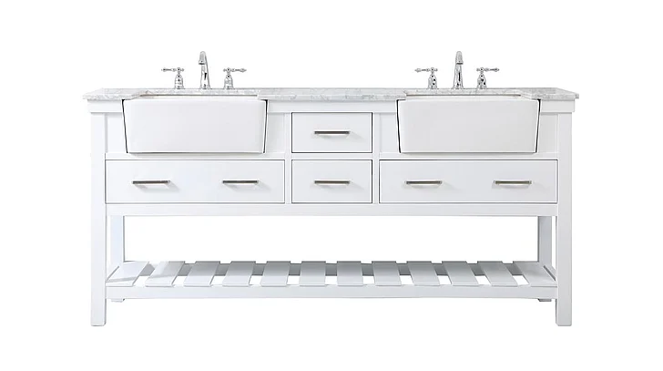 Elegant 72 In. Double Bathroom Vanity in White VF60172DWH