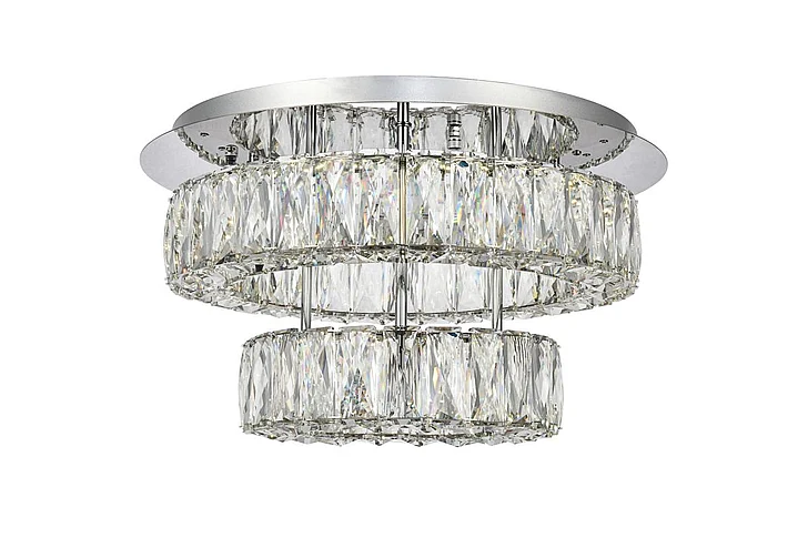 Elegant Monroe Led Light Chrome Flush Mount Clear Royal Cut Crystal 3503F18L2C