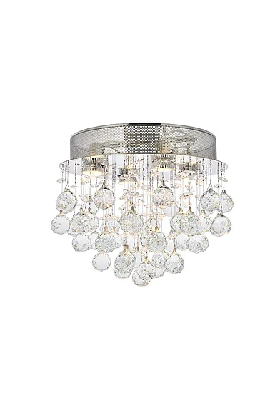 Elegant Galaxy 4 Light Chrome Flush Mount Clear Royal Cut Crystal V2006F14C/RC