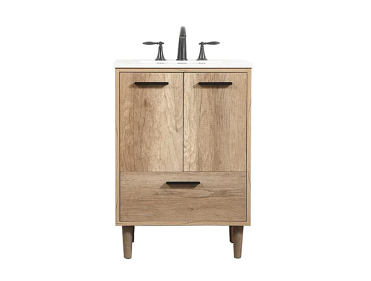 Elegant 24 In. Single Bathroom Vanity in Natural Oak VF47024NT
