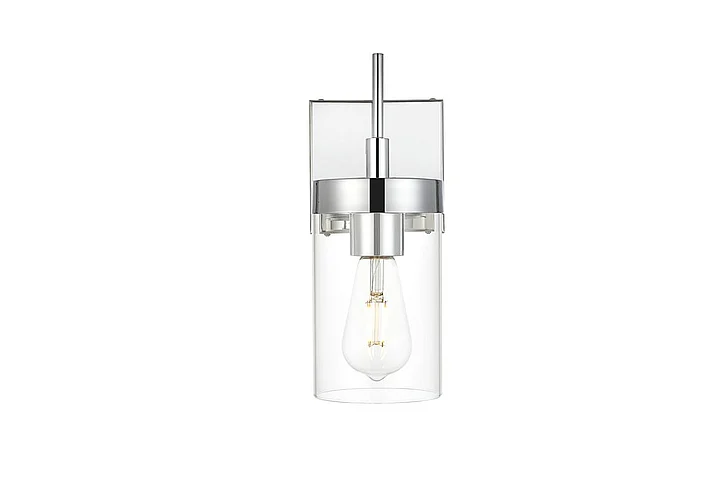 Elegant Benny 1 Light Chrome and Clear Bath Sconce LD7319W5CH