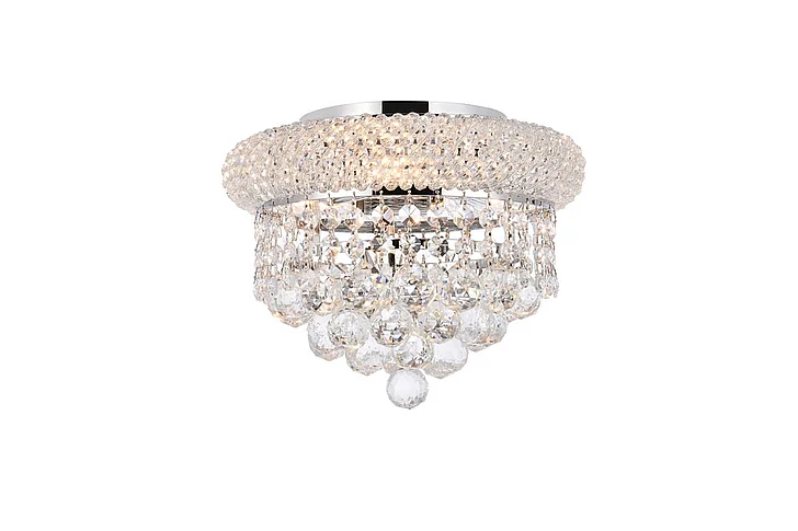 Elegant Primo 3 Light Chrome Flush Mount Clear Royal Cut Crystal V1800F10C/RC