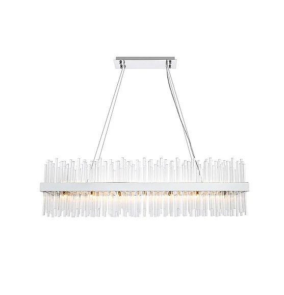 Elegant Dallas 48 In. Rectangle Crystal Pendant in Chrome 3000G48C