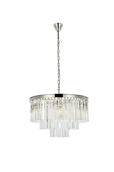 Elegant Sydney 9 Light Polished Nickel Chandelier Clear Royal Cut Crystal 1201D26PN/RC