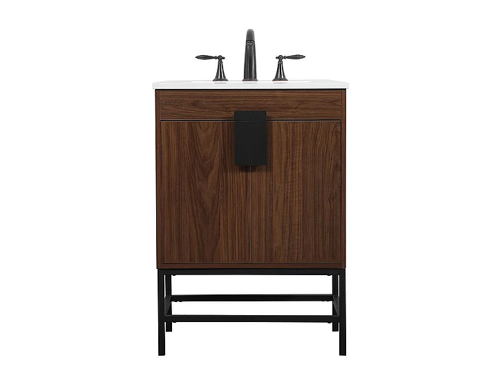 Elegant 24 In. Single Bathroom Vanity in Walnut VF48824MWT CLOSEOUT