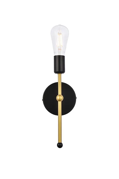 Elegant Keely 1 Light Black and Brass Wall Sconce LD2356BKR