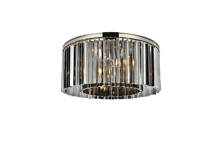 Elegant Sydney 8 Light Polished Nickel Flush Mount Silver Shade (Grey) Royal Cut Crystal 1208F31PN-SS/RC