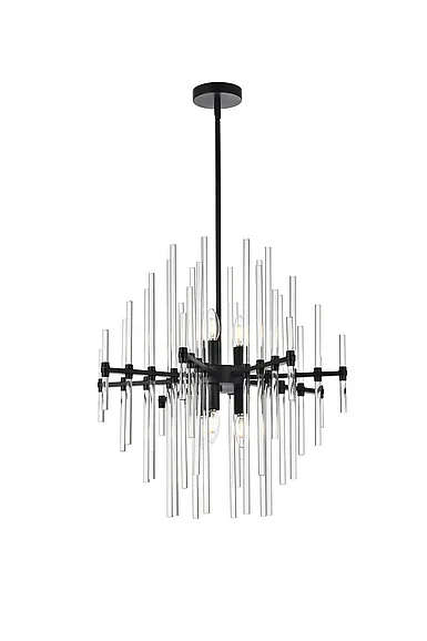 Elegant Sienna 23 In. Crystal Rod Pendant in Black 2502D23BK