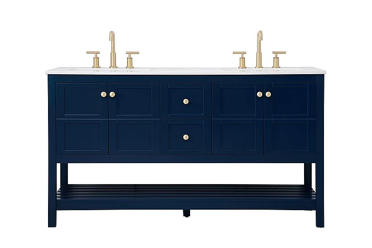 Elegant 60 In. Single Bathroom Vanity in Blue VF16460DBL