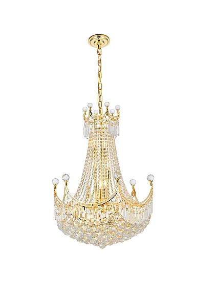 Elegant Corona 15 Light Gold Chandelier Clear Royal Cut Crystal V8949D24G/RC CLOSEOUT