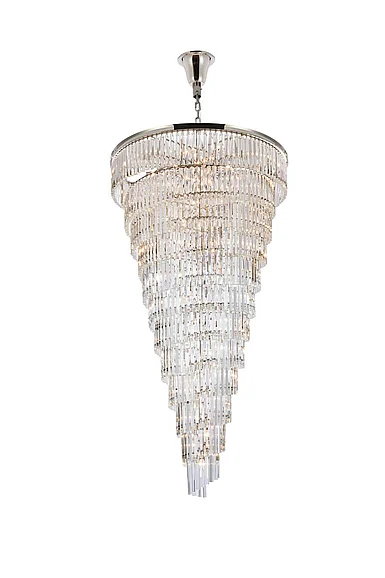 Elegant Sydney 48 In. Spiral Crystal Chandelier in Polished Nickel 1201SR48PN/RC
