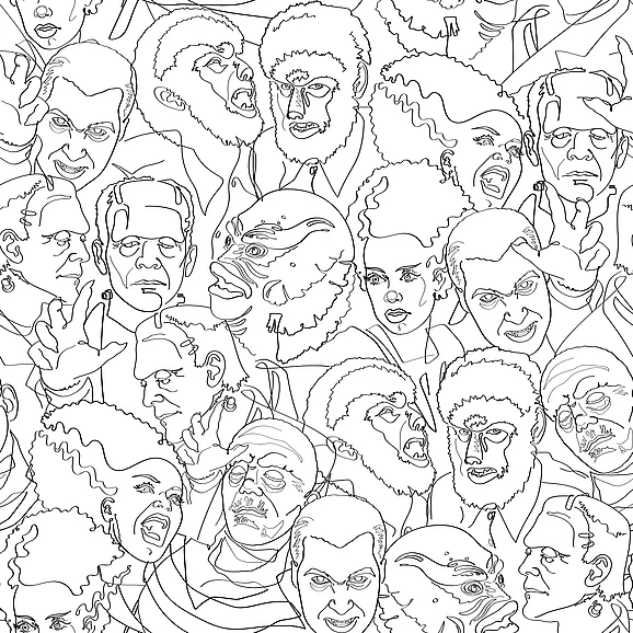 York RoomMates Universal Classic Monsters Black Peel & Stick Wallpaper RMK12553RL